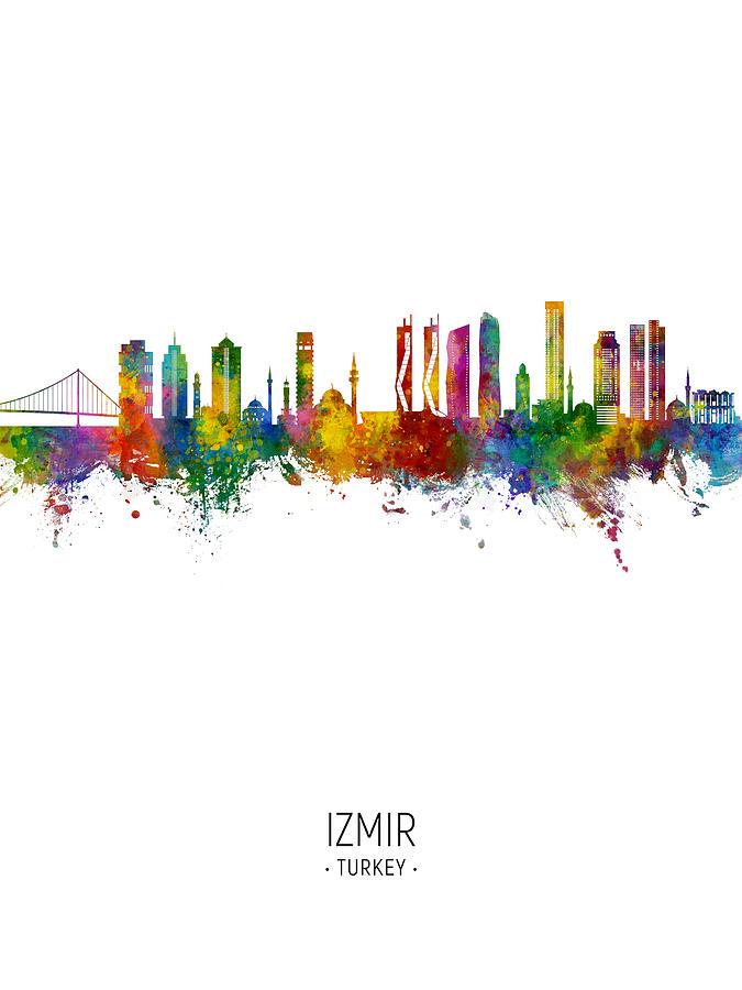 Izmir Turkey Skyline #03 Digital Art by Michael Tompsett
