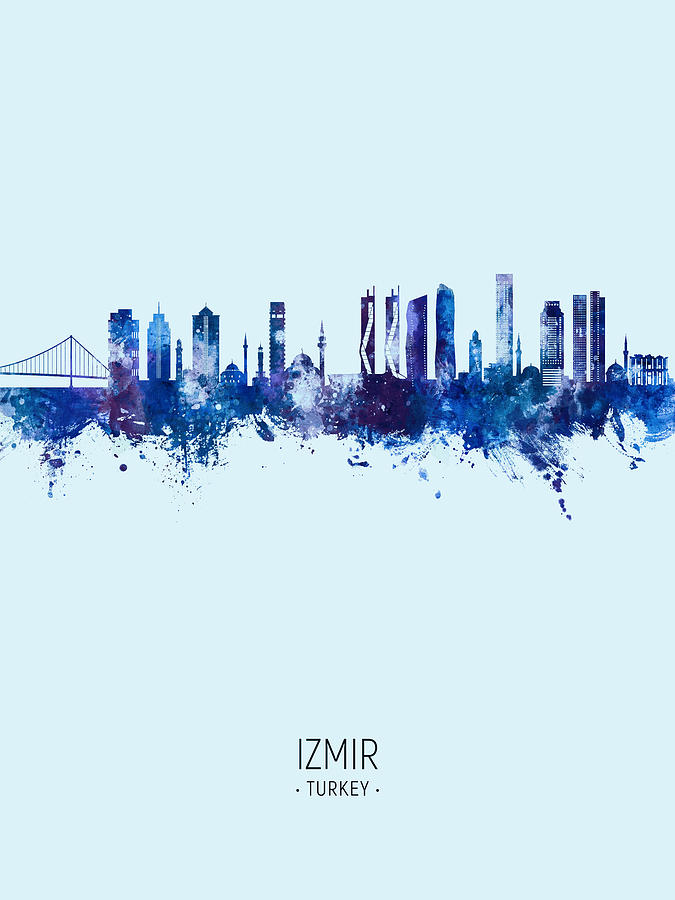 Izmir Turkey Skyline #05 Digital Art by Michael Tompsett