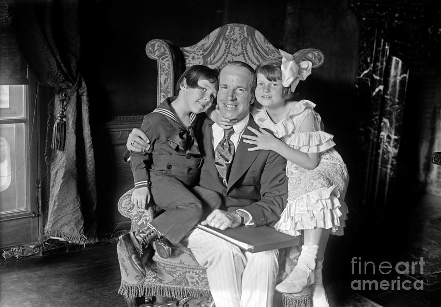 J Stuart Blackton and children - 1915 Photograph by Sad Hill - Bizarre Los Angeles Archive