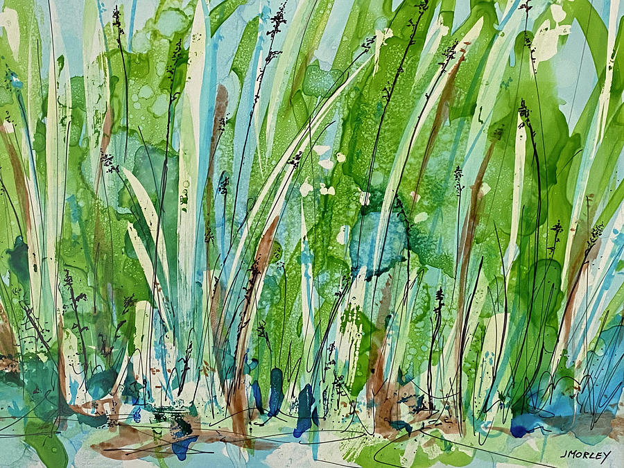Abstract Painting - J1106- Grass Spray by Jean Morley