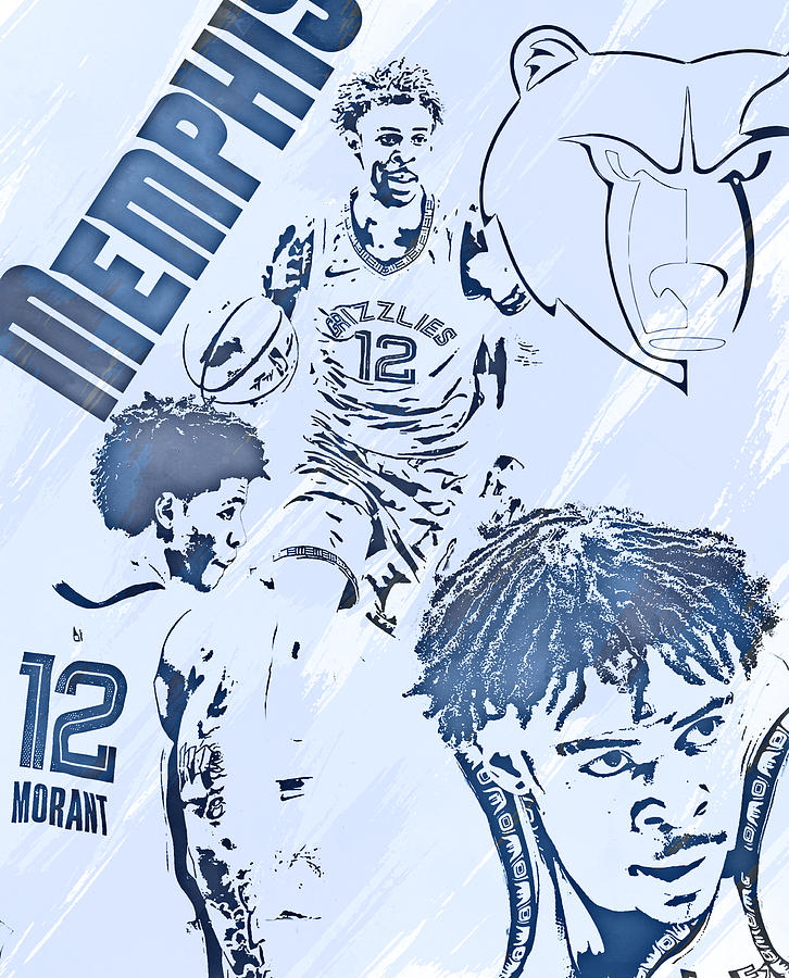 Ja Morant Memphis Grizzlies Watercolor Strokes Pixel Art 3 Metal Print by  Joe Hamilton - Pixels