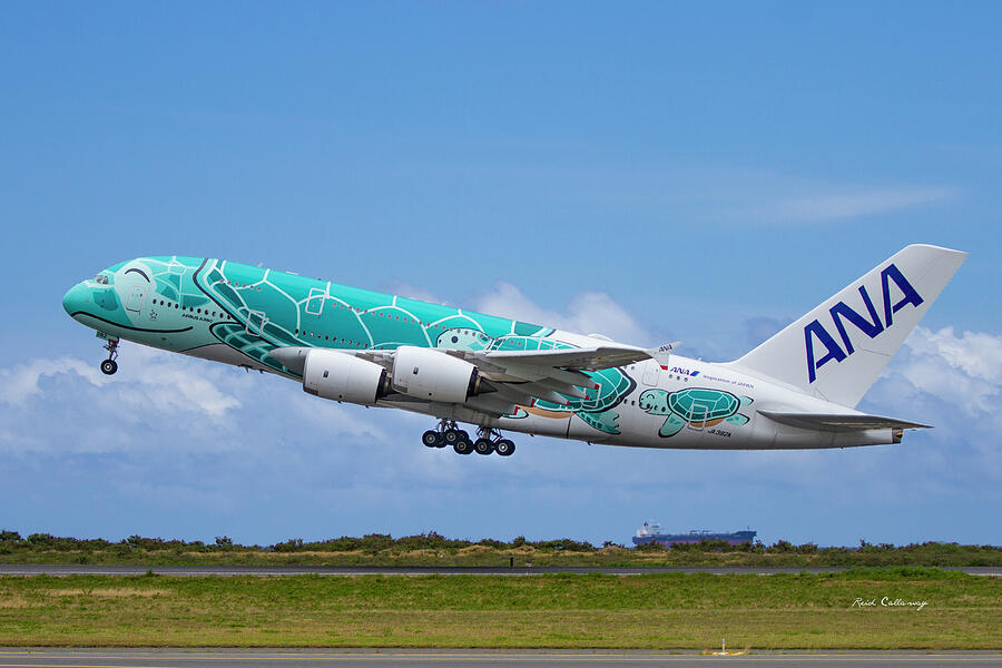 JA382A ANA Airbus A380 Departing Daniel K Inouye International Airport Honolulu Art Photograph by Reid Callaway