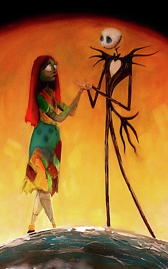 The Nightmare Before Christmas - Jack and Sally Painting by Marcello Cicchini