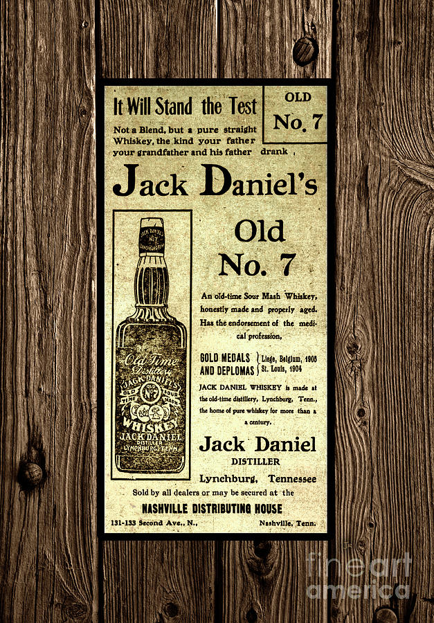 Jack Daniels Vintage 1908 Whiskey Advertisement Rustic Wood Digital Art