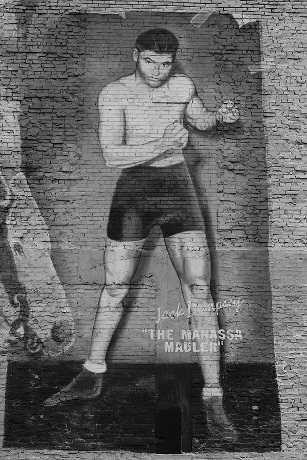 Jack Dempsey mural in Denver Colorado in black and white Photograph by Eldon McGraw
