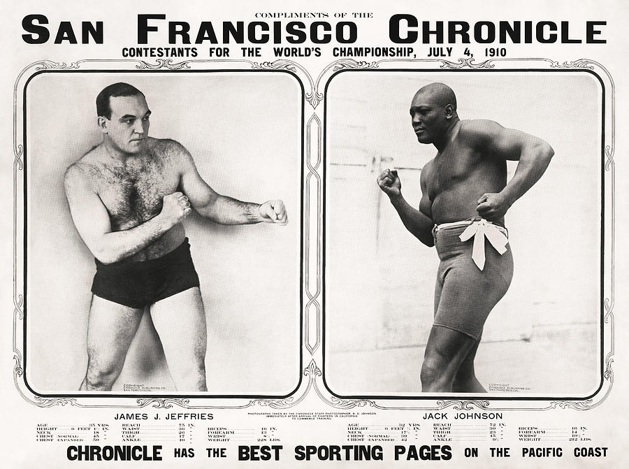 Jack Johnson VS James J. Jeffries - Worlds Championship Promotion - 1910 Mixed Media by War Is Hell Store