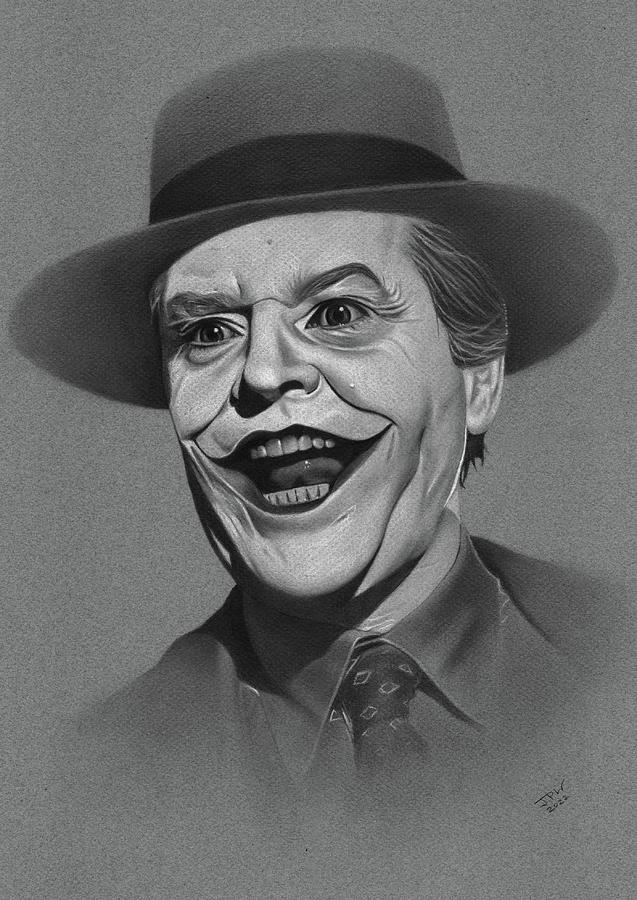 Batman Movie Drawing - Jack Nicholson as The Joker by JPW Artist