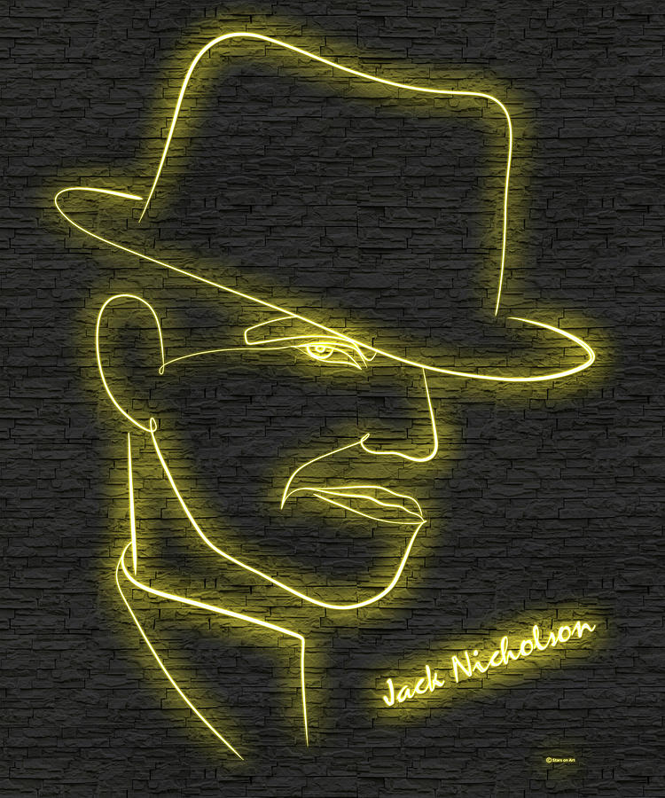 Jack Nicholson neon portrait Digital Art by Movie World Posters