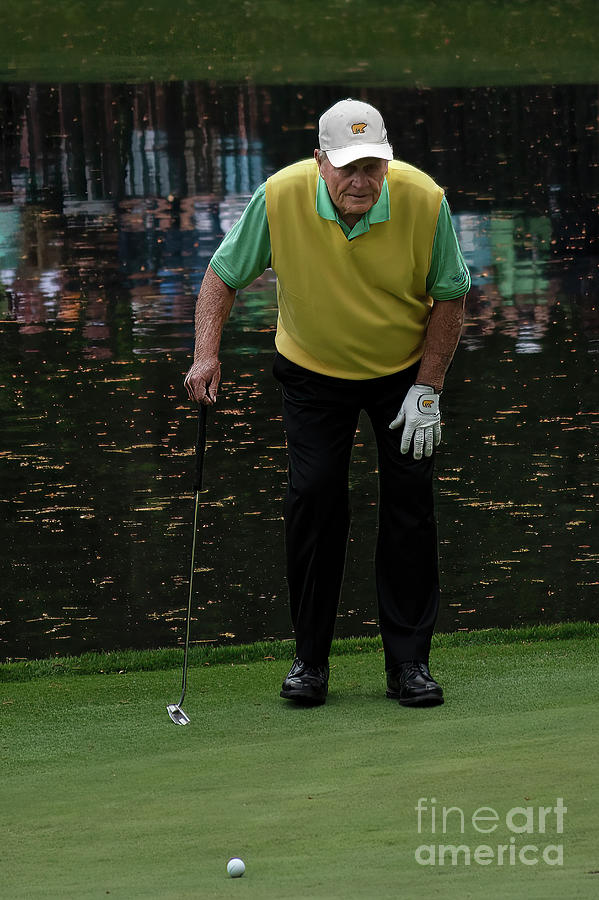 Jack Nicklaus lining up putt Photograph by Patrick Nowotny