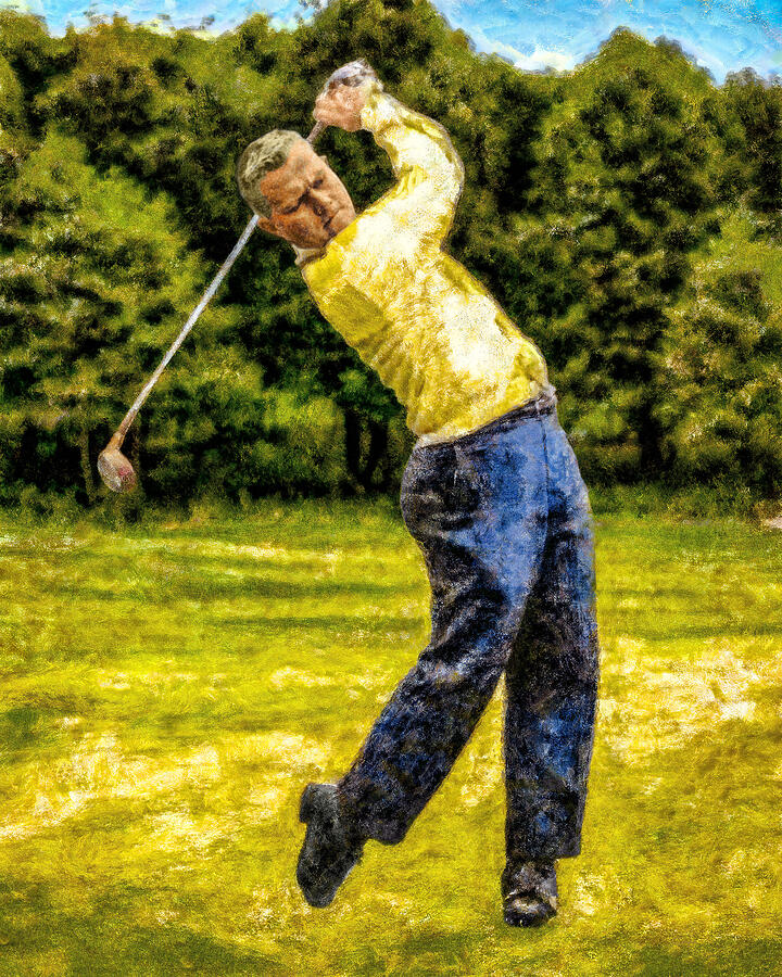 Jack Nicklaus Painting - Jack Nicklaus Professional Golfer Golden Bear 18 Major Championships PGA Golf 1MC1 by Mark Champion  by Mark Champion