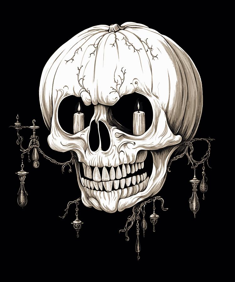 Halloween Drawing - Jack O Lantern Cranium Lantern Halloween Gothic v1 by Taiche Acrylic Art