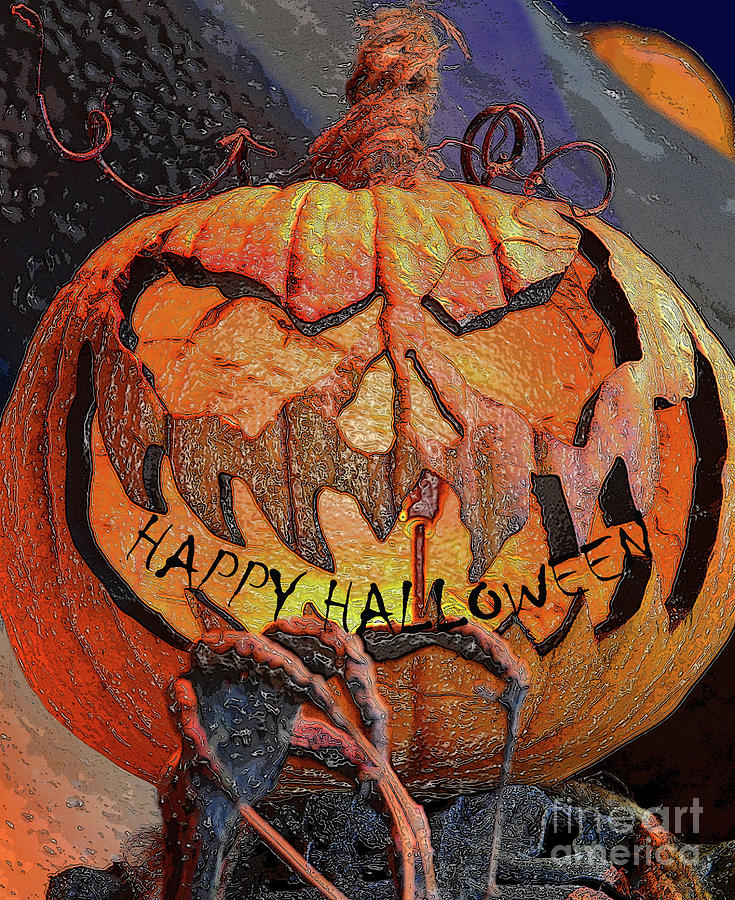 Jack o lantern custom Halloween art card Mixed Media by David Lee Thompson