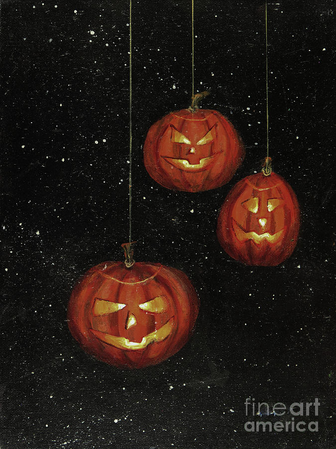 Jack-O-Lantern in Space Painting by Zan Savage
