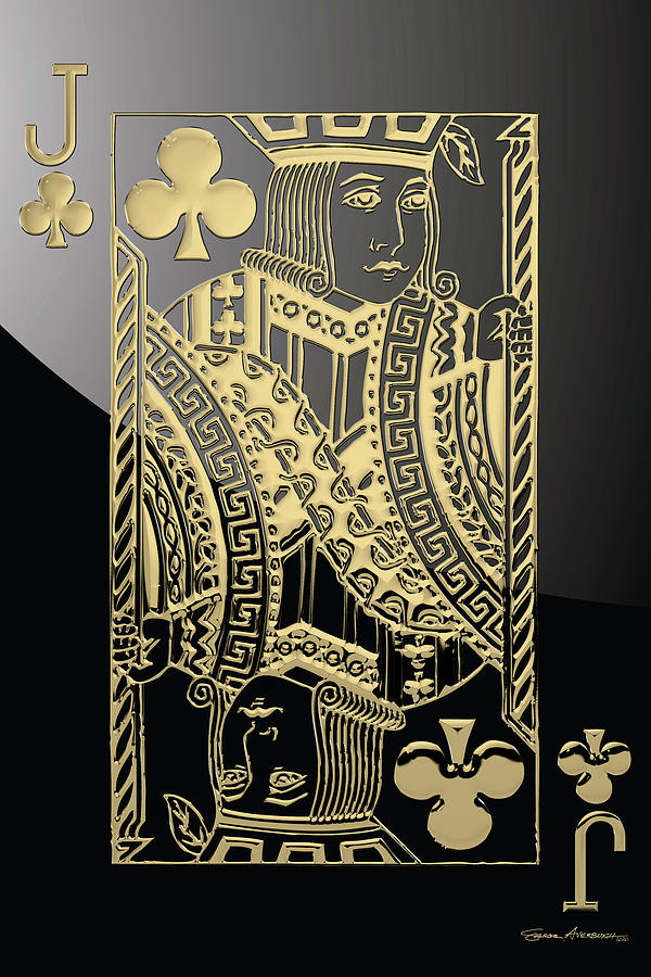Jack of Clubs in Gold over Black  Digital Art by Serge Averbukh