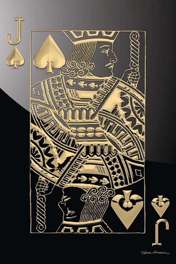 Jack of Spades in Gold over Black Digital Art by Manuel Santos