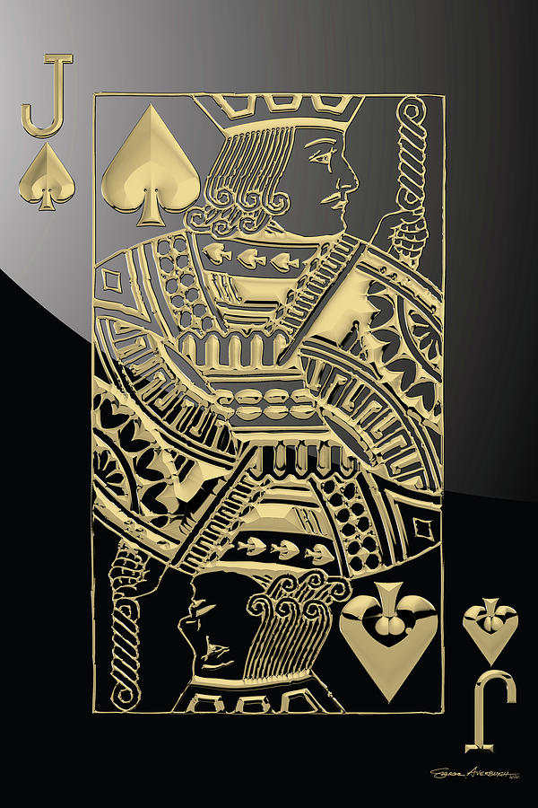 Jack of Spades in Gold over Black  Digital Art by Serge Averbukh