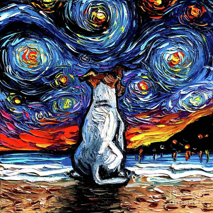 Jack Russel Terrier Night 2 Painting by Aja Trier