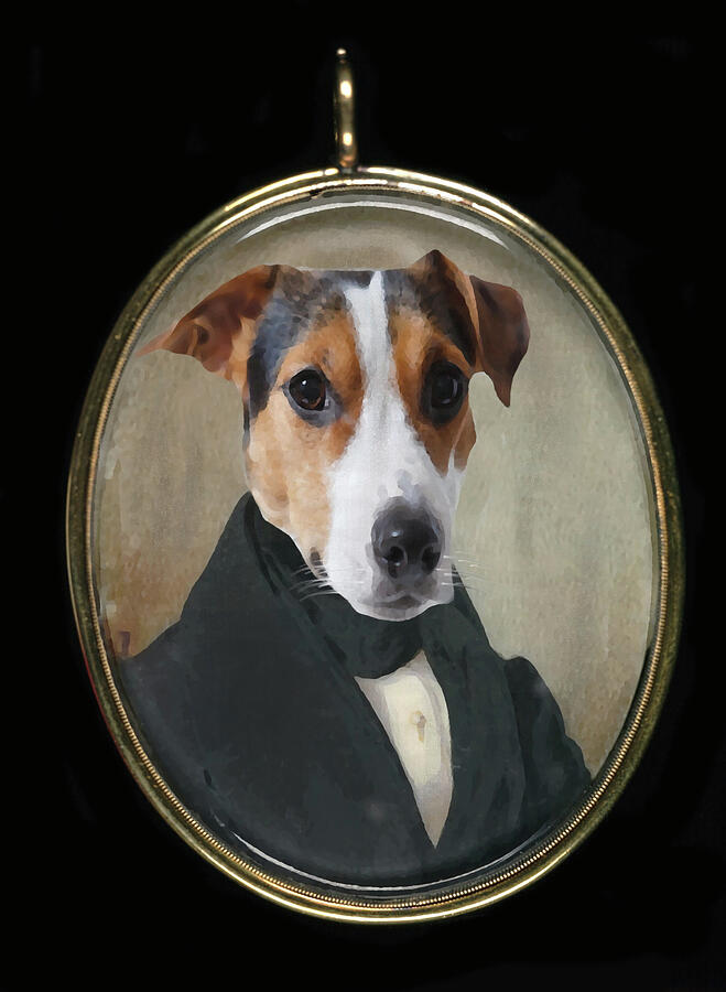 Jack Russell Esquire Miniature Pet Portrait in a Pendant Frame-Chimera   Mixed Media by Shelli Fitzpatrick