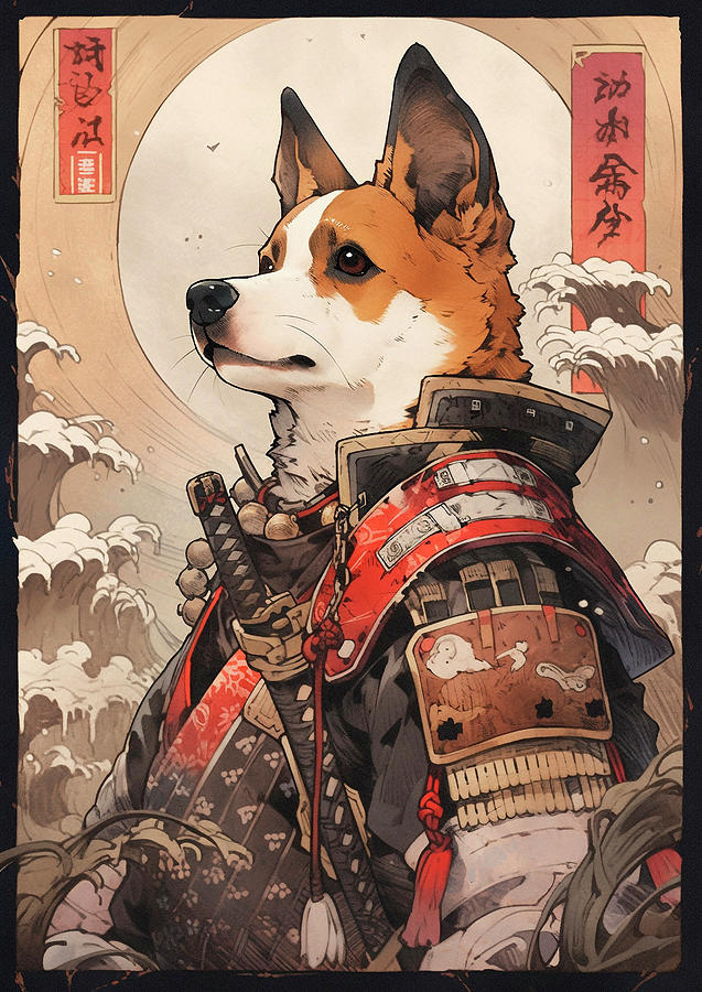 Dog Digital Art - Jack Russell Terrier Wearing Samurai Gear 3 by Adrien Efren