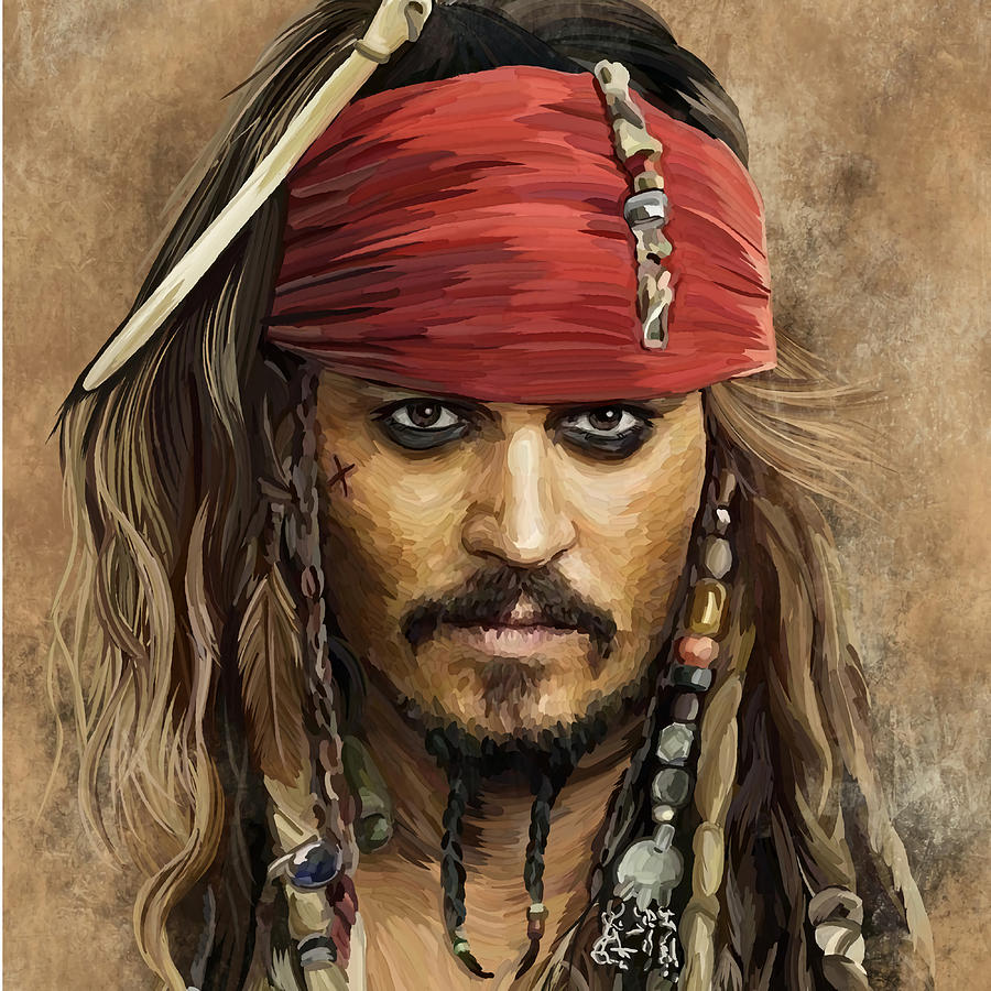 Jack Sparrow Johnny Depp by Sam Ohana Painting by Lewis Shaw