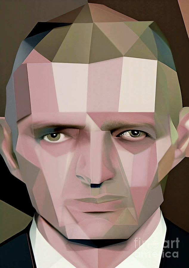 Criminal Jack Unterweger geometric portrait Digital Art by Christina Fairhead