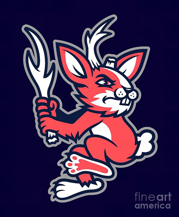 Jackalope Baseball Sports Mascot Logo Painting by Emily Paul - Pixels