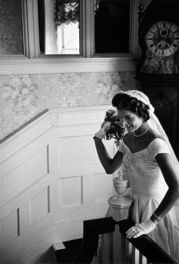 Jackie Kennedy Throwing Wedding Bouquet - 1953 Photograph by War Is Hell Store