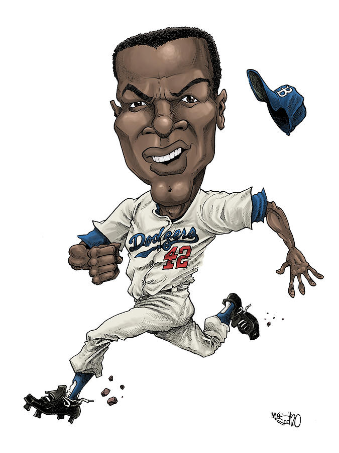 Jackie Robinson in color by Mike Scott