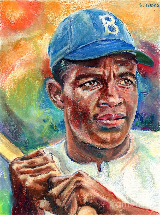 Major League Movie Painting - Jackie Robinson In Game by Suzann Sines