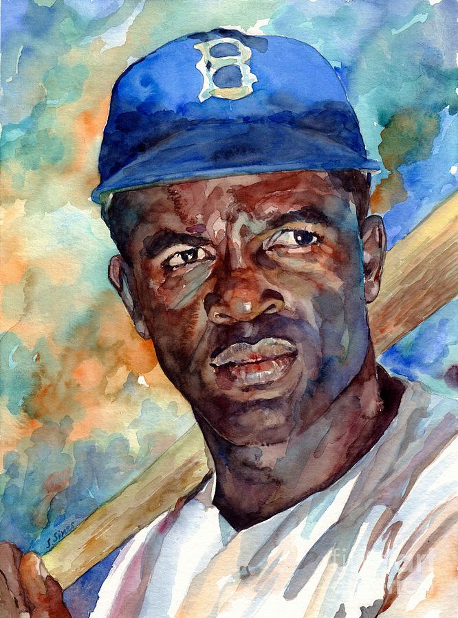 Major League Movie Painting - Jackie Robinson Watercolor by Suzann Sines