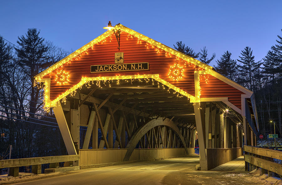 Jackson Covered Bridge in Holiday Spirits Photograph by Juergen Roth