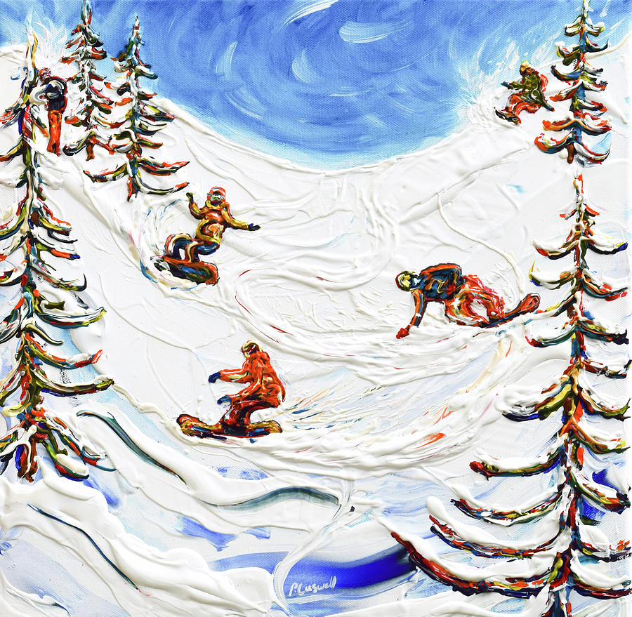Jackson Hole Snowboard Poster and Print Painting by Pete Caswell