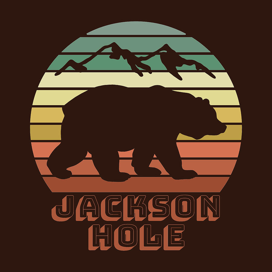 Jackson Hole Wyoming Bear Nature Vintage Travel Sign Digital Art by Aaron Geraud
