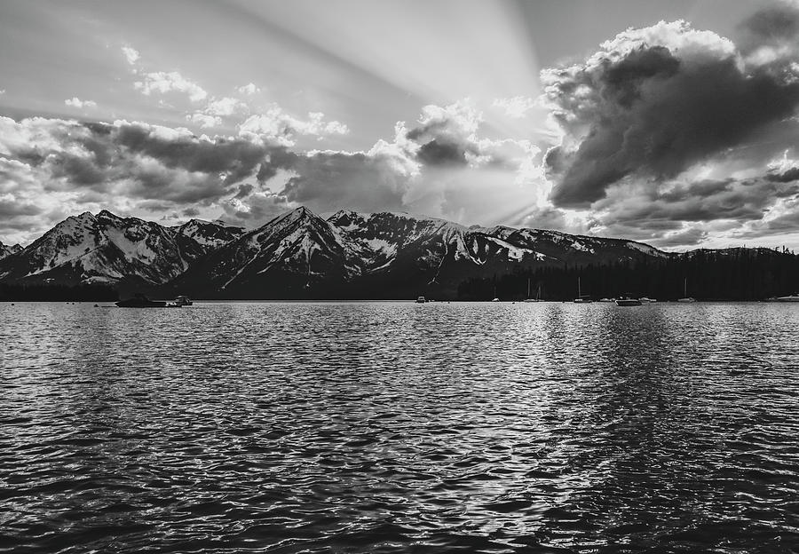 Jackson Lake Grand Tetons Black And White Light Photograph by Dan Sproul