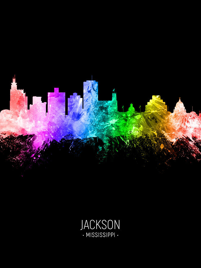 Jackson Mississippi Skyline #94 Digital Art by Michael Tompsett