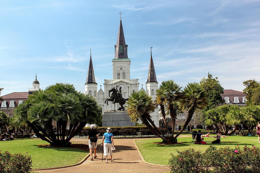 Jackson Square and St. Louis cathedral New Orleans Photograph by Habib Ayat