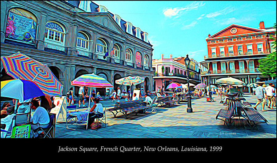 Jackson Square, French Quarter, New Orleans, Louisiana, 1999 Digital Art by A Macarthur Gurmankin