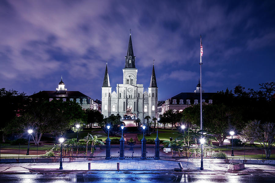 Jackson Square Night Lights Photograph by Andy Crawford