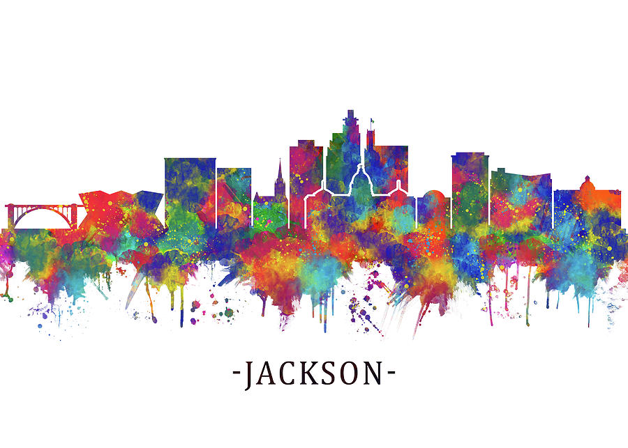 Jackson USA Skyline Mixed Media by NextWay Art - Fine Art America