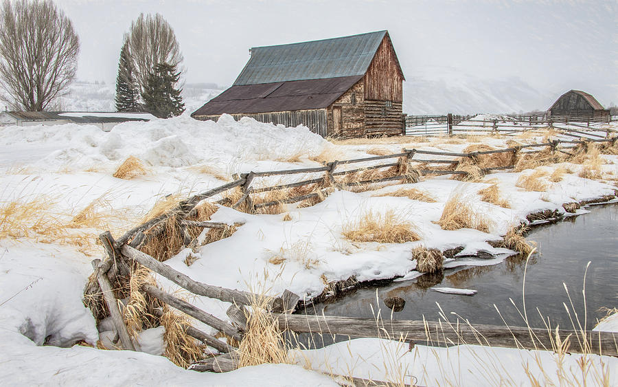 Jacksons Hanson Barn in Winter Photograph by Marcy Wielfaert
