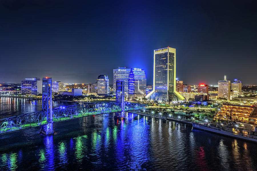 Jacksonville at Night Photograph by Charles LeRette