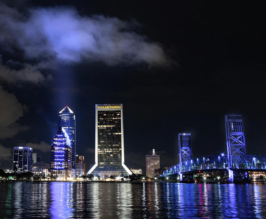 Jacksonville Florida Nightlight Cityscape Photograph by Rebecca Herranen