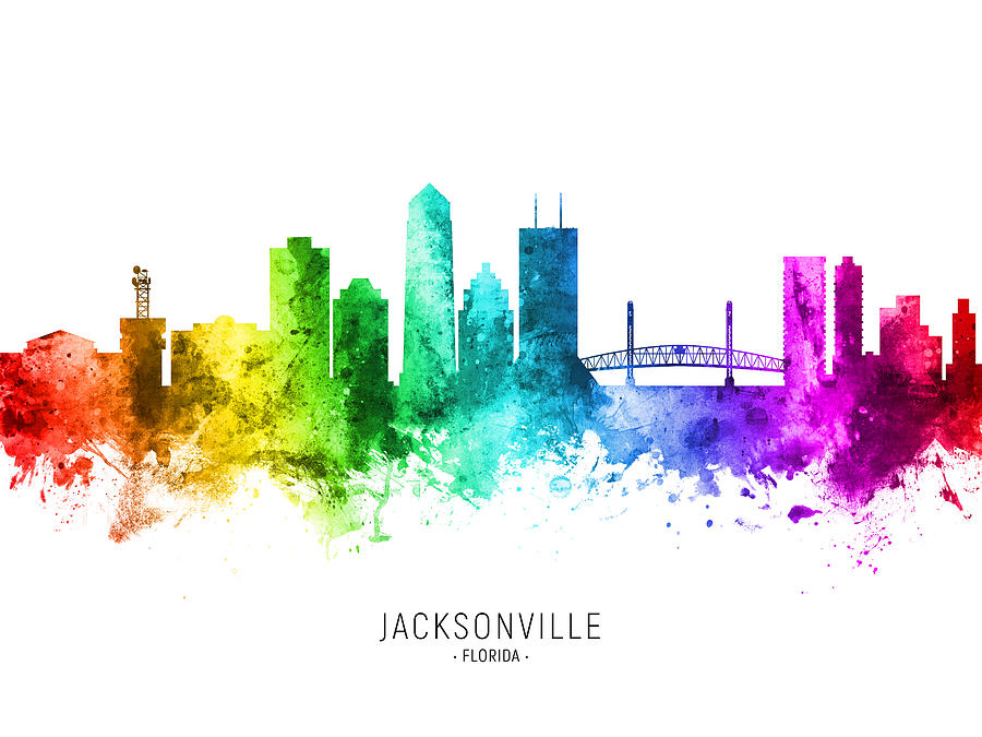 Jacksonville Digital Art - Jacksonville Florida Skyline #72 by Michael Tompsett