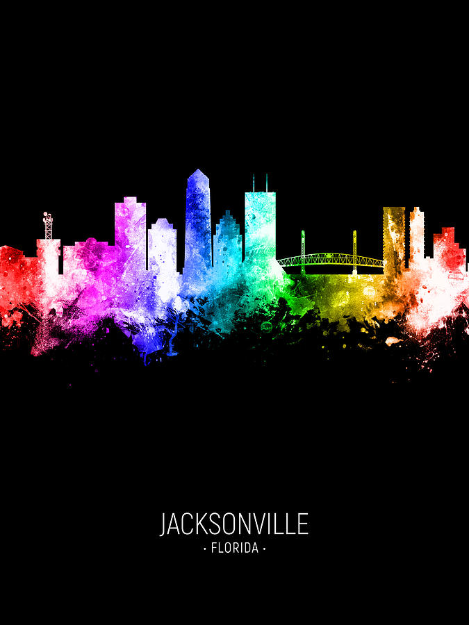 Jacksonville Digital Art - Jacksonville Florida Skyline #78 by Michael Tompsett