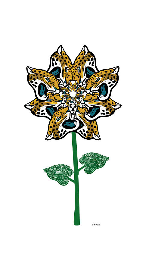 Jacksonville Jaguars - NFL Football Team Logo Flower Art Digital Art by Steven Shaver