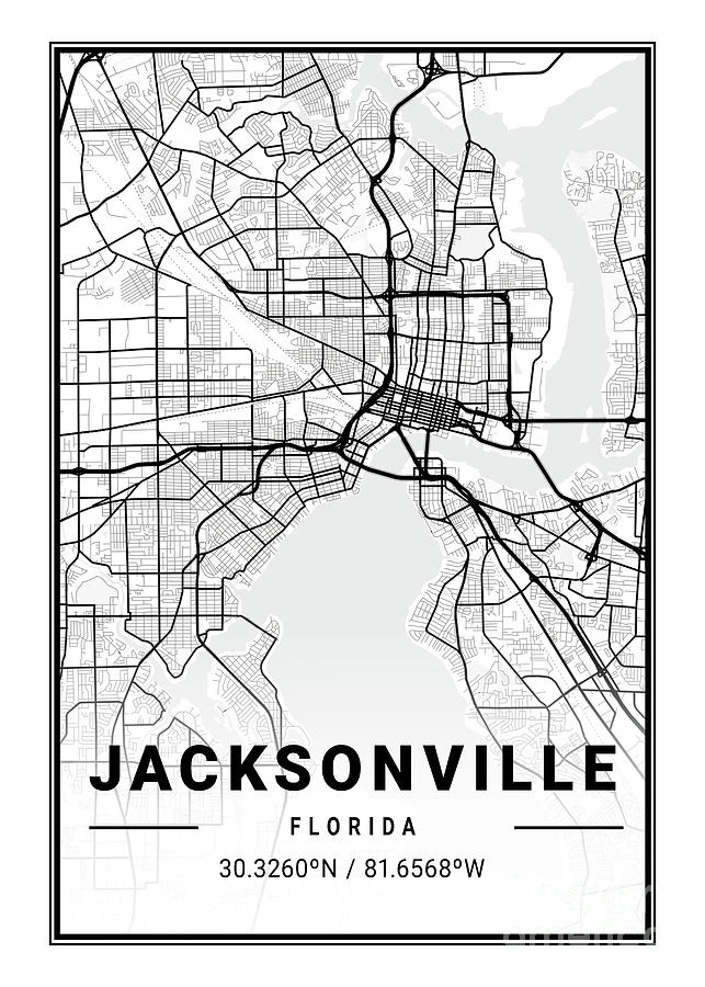 Jacksonville Light City Map Digital Art by Tien Stencil