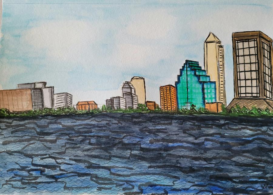 Jacksonville Skyline Painting by Monica Habib