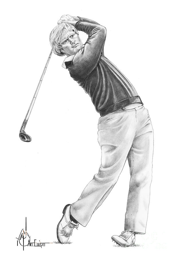 Jacl Nicklaus drawing Drawing by Murphy Elliott