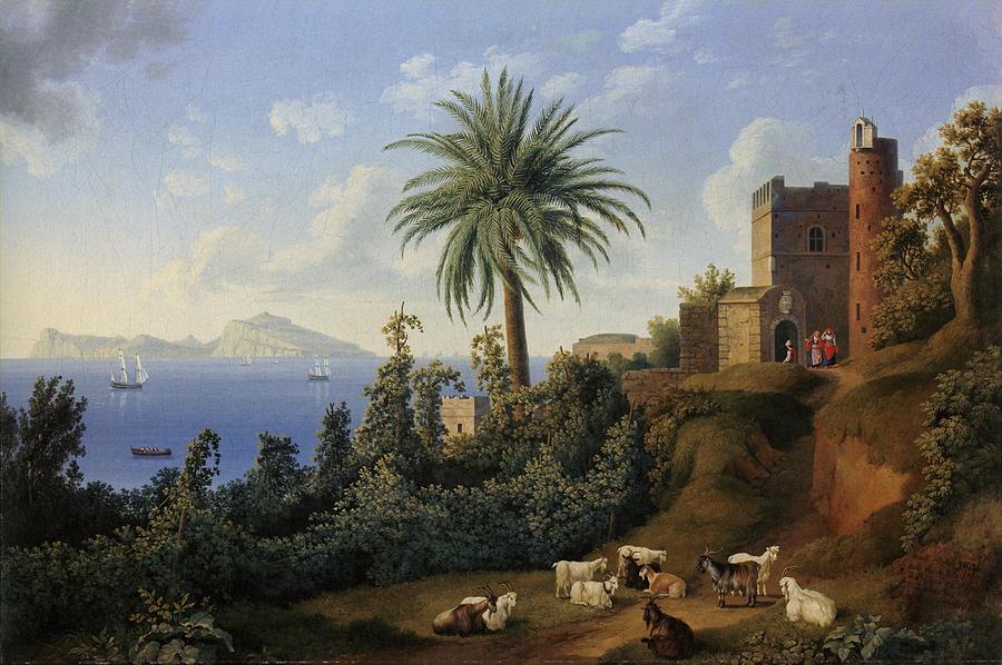 Capri Painting -  Jacob Philipp Hackert  Blick vom Posillipo auf die Insel Capri  1795  Ol auf Leinwand  65 7 x 98 4  by file  James Steakley  artwork  Jacob Philipp Hackert