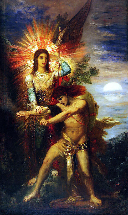 Gustave Moreau Painting - Jacob Receives a Blessing from the Angel by Jon Baran
